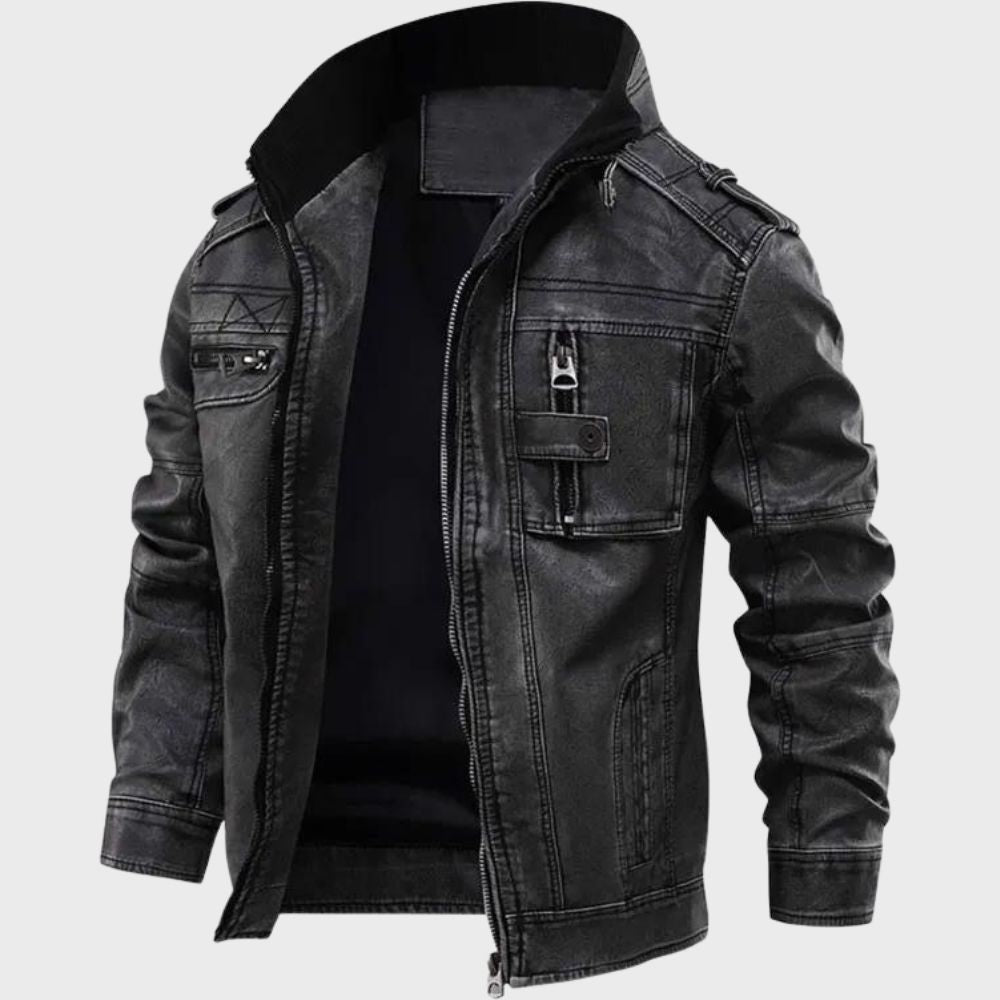 Alpha - Schwarze Lederjacke für Herren