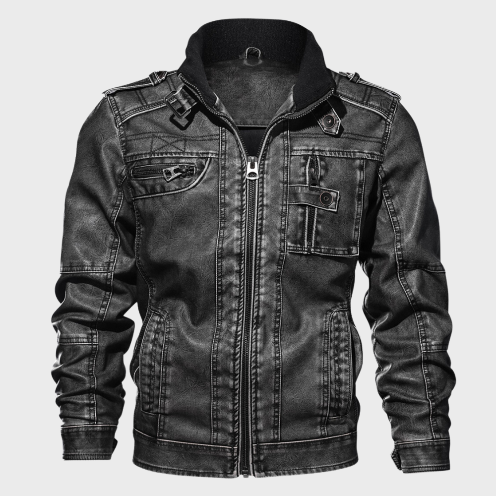 Alpha - Schwarze Lederjacke für Herren