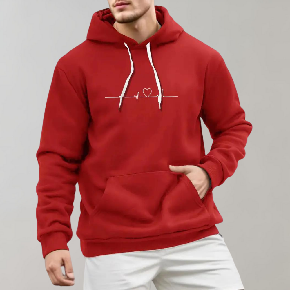 Herren-Kapuzenpulli mit Herzaufdruck