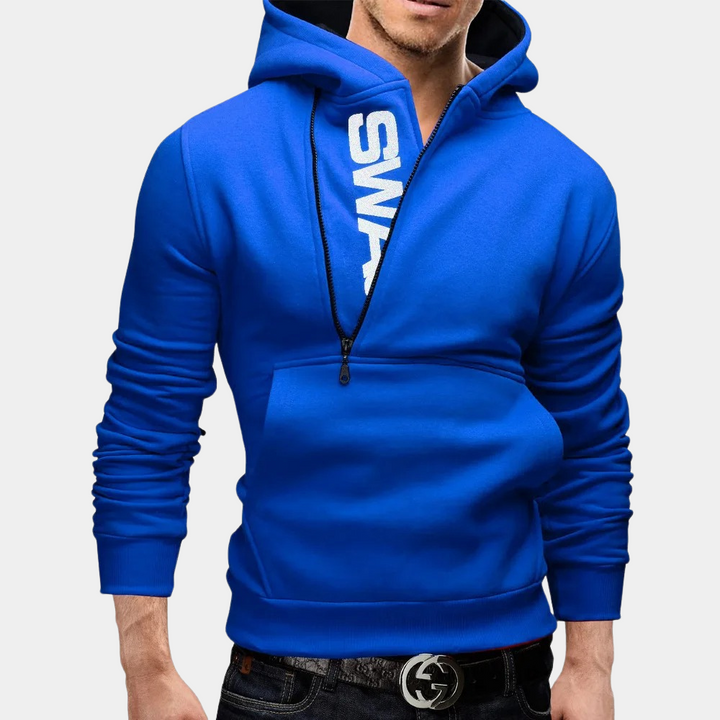 Stylischer Herren-Kapuzenpullover mit seitlichem Reißverschluss