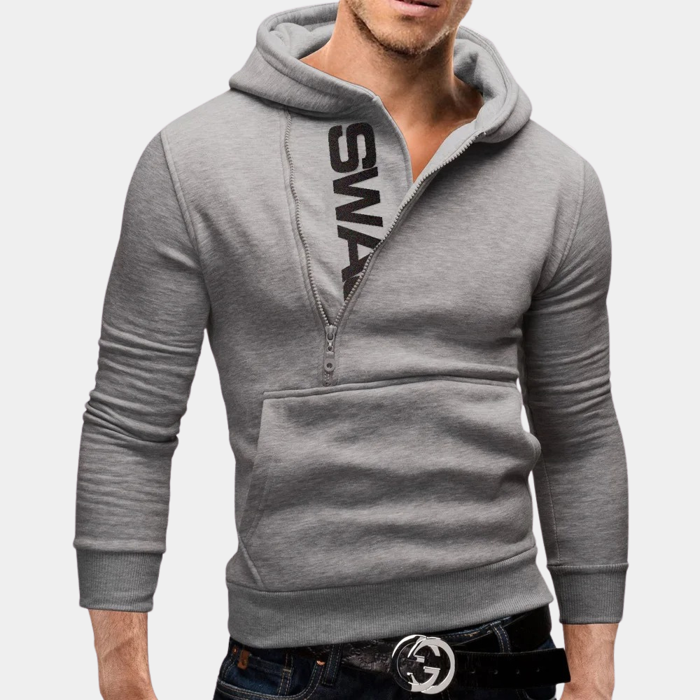 Stylischer Herren-Kapuzenpullover mit seitlichem Reißverschluss