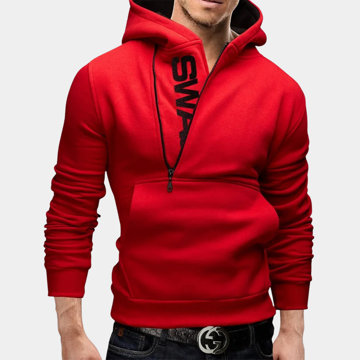 Stylischer Herren-Kapuzenpullover mit seitlichem Reißverschluss