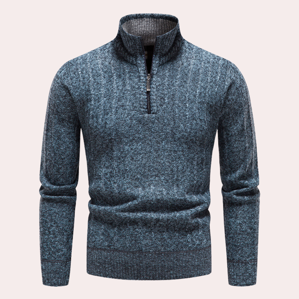 Warmer Herrenpullover mit Rollkragen und Reißverschluss