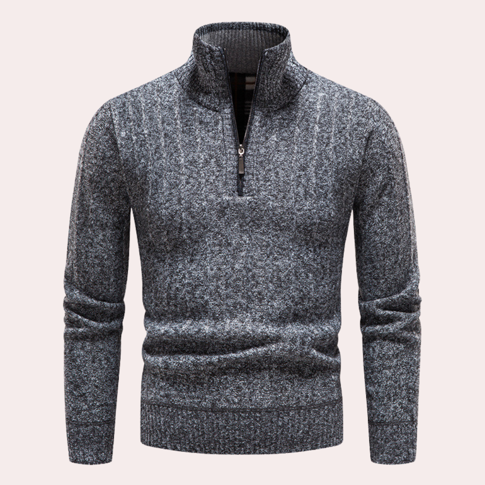 Warmer Herrenpullover mit Rollkragen und Reißverschluss