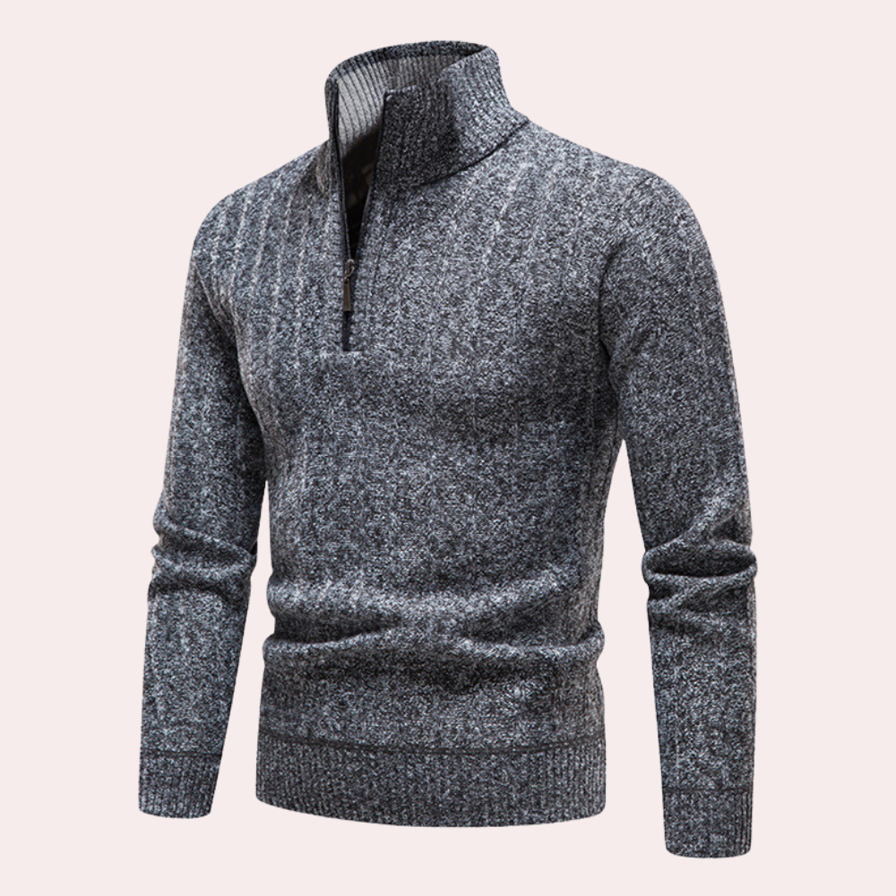 Warmer Herrenpullover mit Rollkragen und Reißverschluss