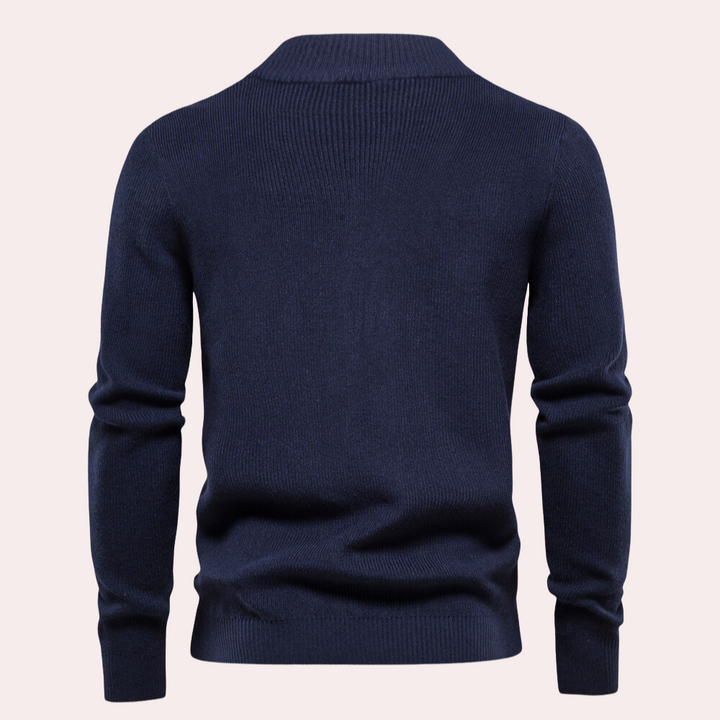 Lässiger Herrenstrickpullover mit Reißverschluss