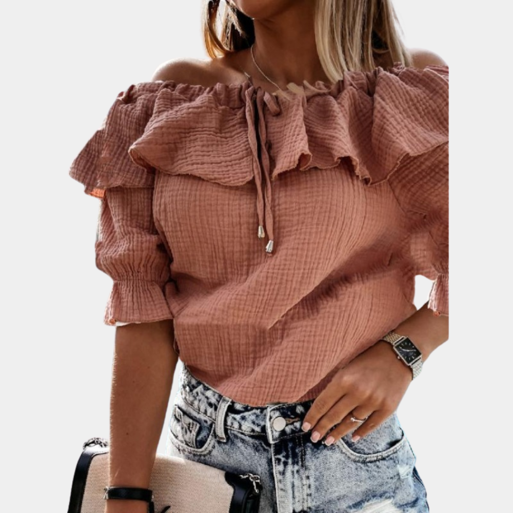 Lässige Off-Shoulder-Bluse mit Rüschen