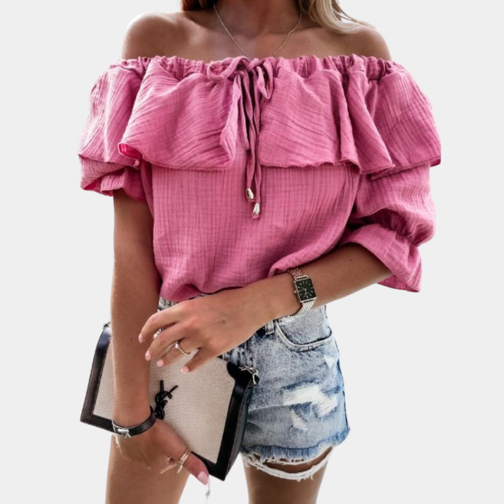 Lässige Off-Shoulder-Bluse mit Rüschen