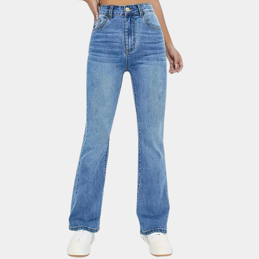 Lässige Damenjeans mit hoher Taille