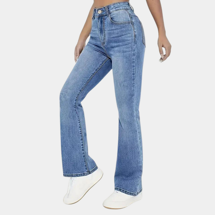 Lässige Damenjeans mit hoher Taille