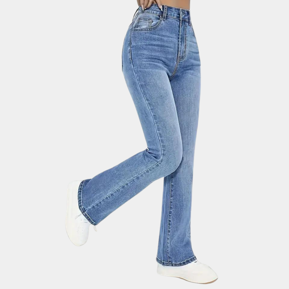 Lässige Damenjeans mit hoher Taille