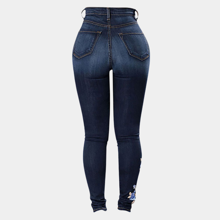 Floral bestickte Skinny Jeans für Damen