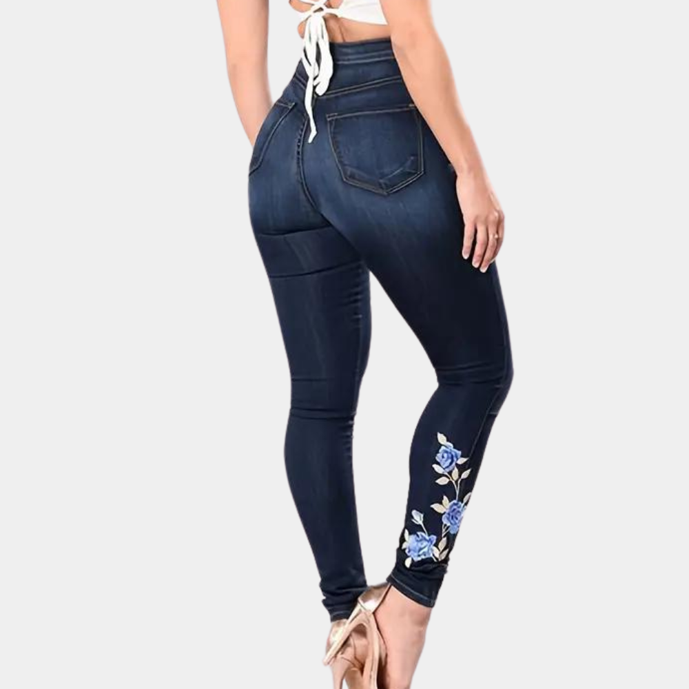 Floral bestickte Skinny Jeans für Damen