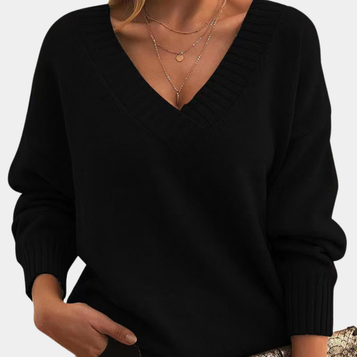 Aeliana - Eleganter Damenpullover mit V-Ausschnitt