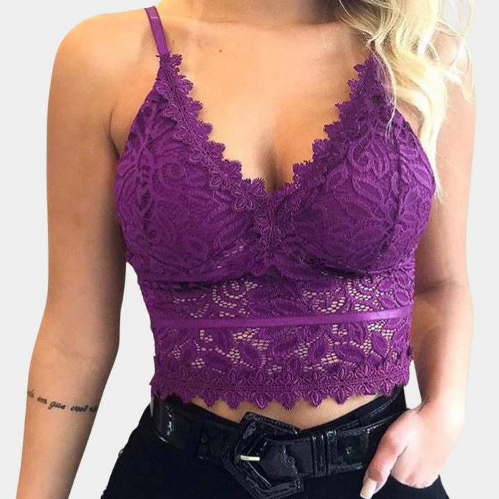 Stilvolles Damen-Top aus floraler Spitze