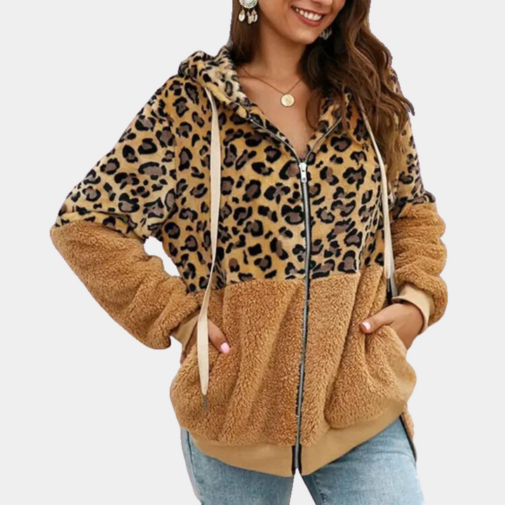 Damen-Kapuzenpulli mit Leopardenmuster