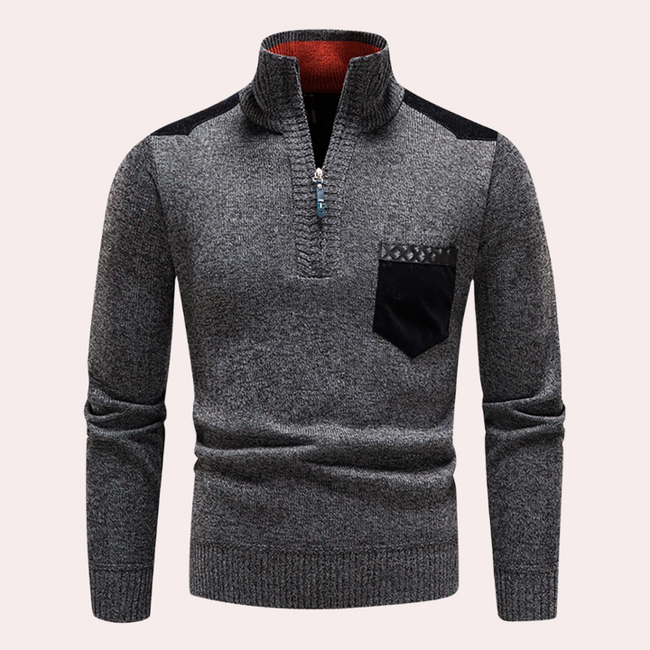 Stylischer Pullover mit halbem Reißverschluss für Herren