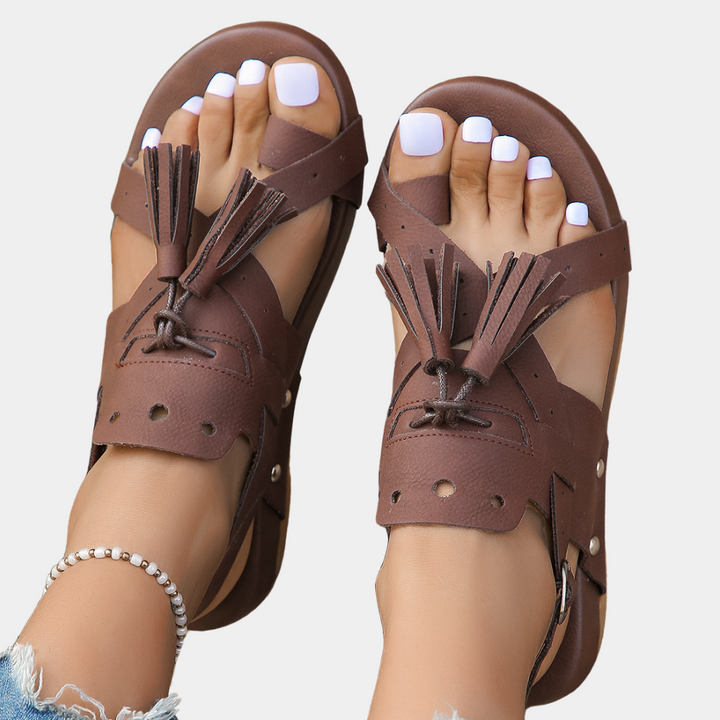 Bequeme Sandalen mit Quasten für Damen