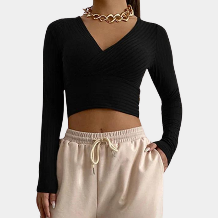 Lidia - Elegantes langärmeliges Crop-Top für Damen