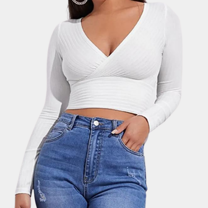 Lidia - Elegantes langärmeliges Crop-Top für Damen