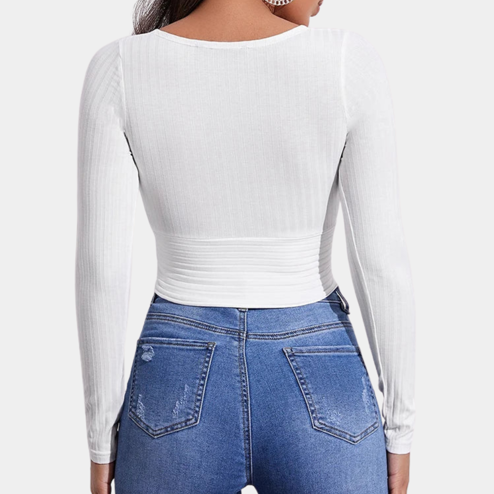 Lidia - Elegantes langärmeliges Crop-Top für Damen