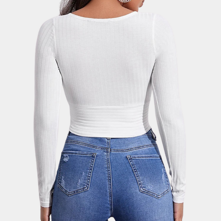 Lidia - Elegantes langärmeliges Crop-Top für Damen