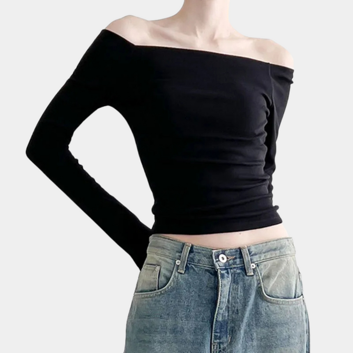 Langärmeliges Off-Shoulder-Damen-Top