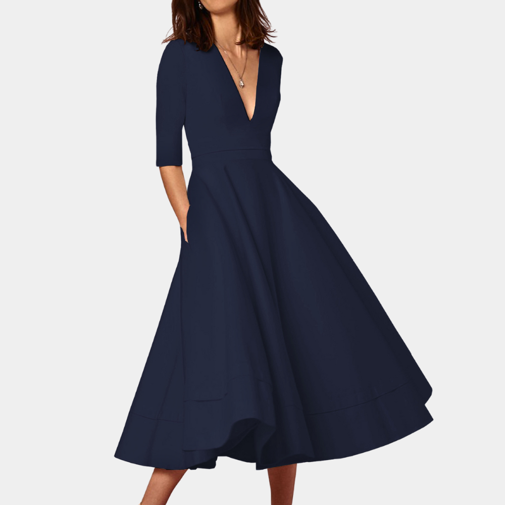 Elara - Elegantes Damen-Kleid mit V-Ausschnitt