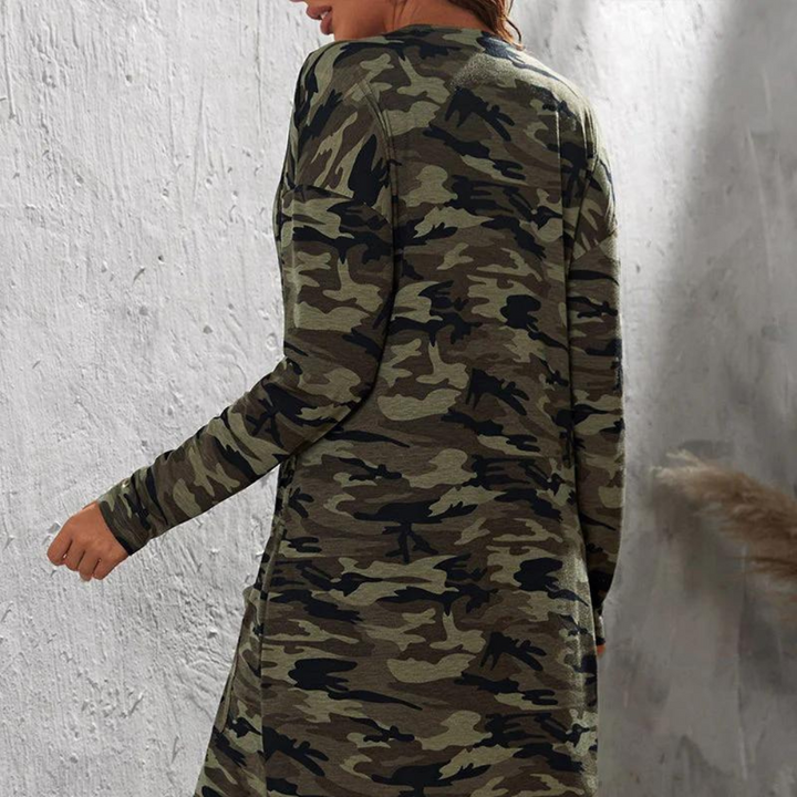 Prisca - Modische lange Camouflage-Jacke für Damen