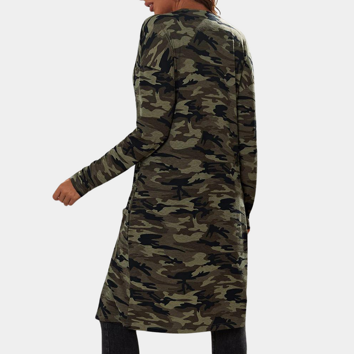 Prisca - Modische lange Camouflage-Jacke für Damen