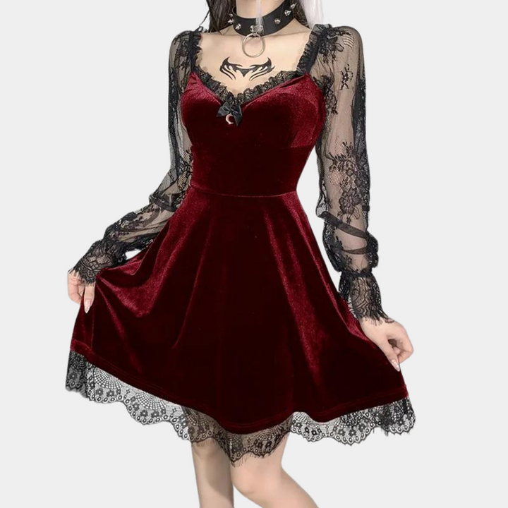 Genoveva - Velvet Delight Kleid mit Spitzenverzierungen