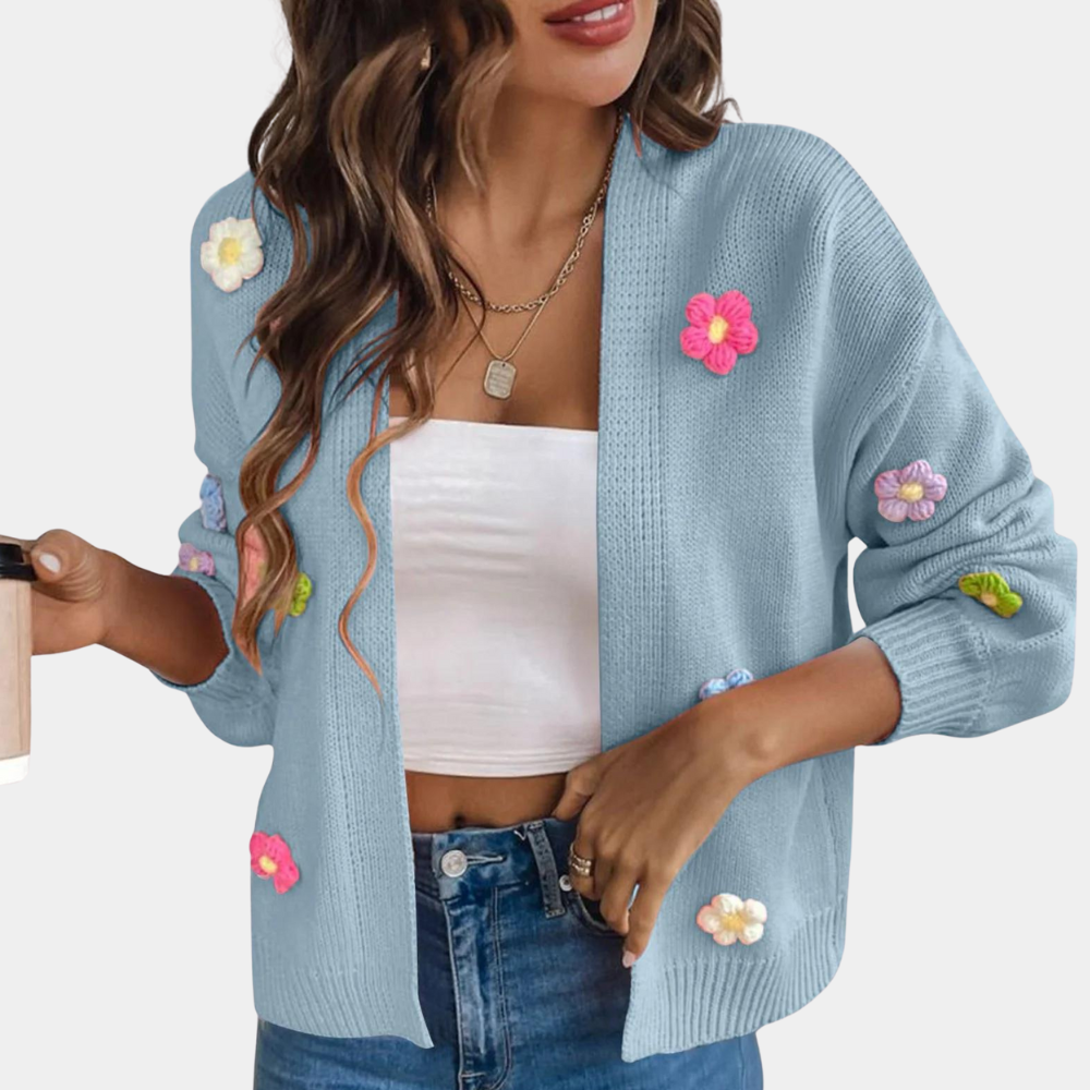 Fiona - Floral gestrickt  Strickjacke für Frauen