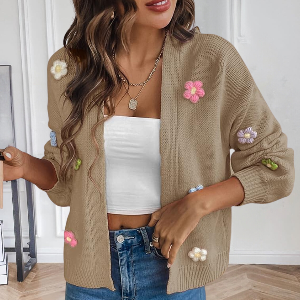 Fiona - Floral gestrickt  Strickjacke für Frauen