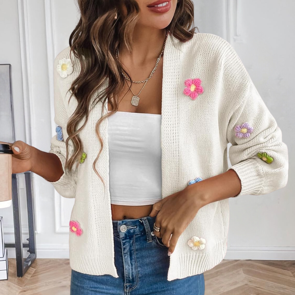 Fiona - Floral gestrickt  Strickjacke für Frauen