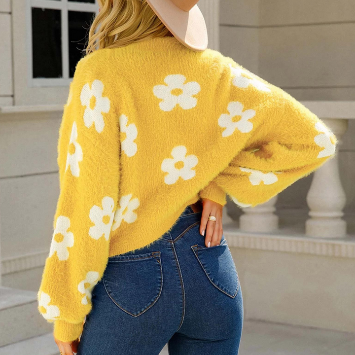 Gaspara - Liebenswerter Floral-Cardigan mit Laternenärmeln für Damen