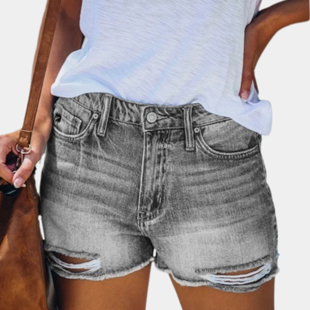 Violaine - Sommer-Shorts für Damen mit Lässigen Rissen und Fransen