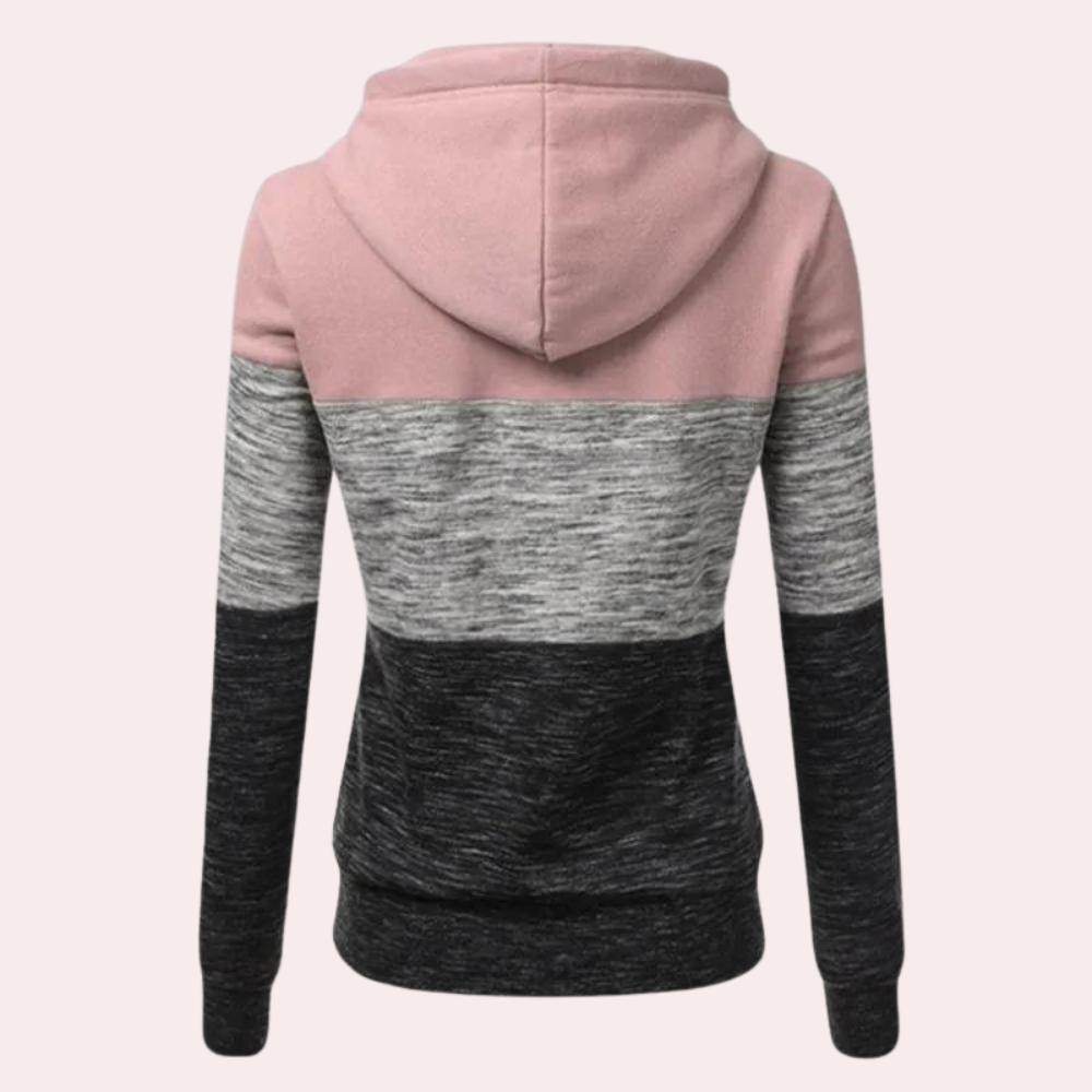 Siobhan - Damen Kapuzenpullover im Color-Block-Muster