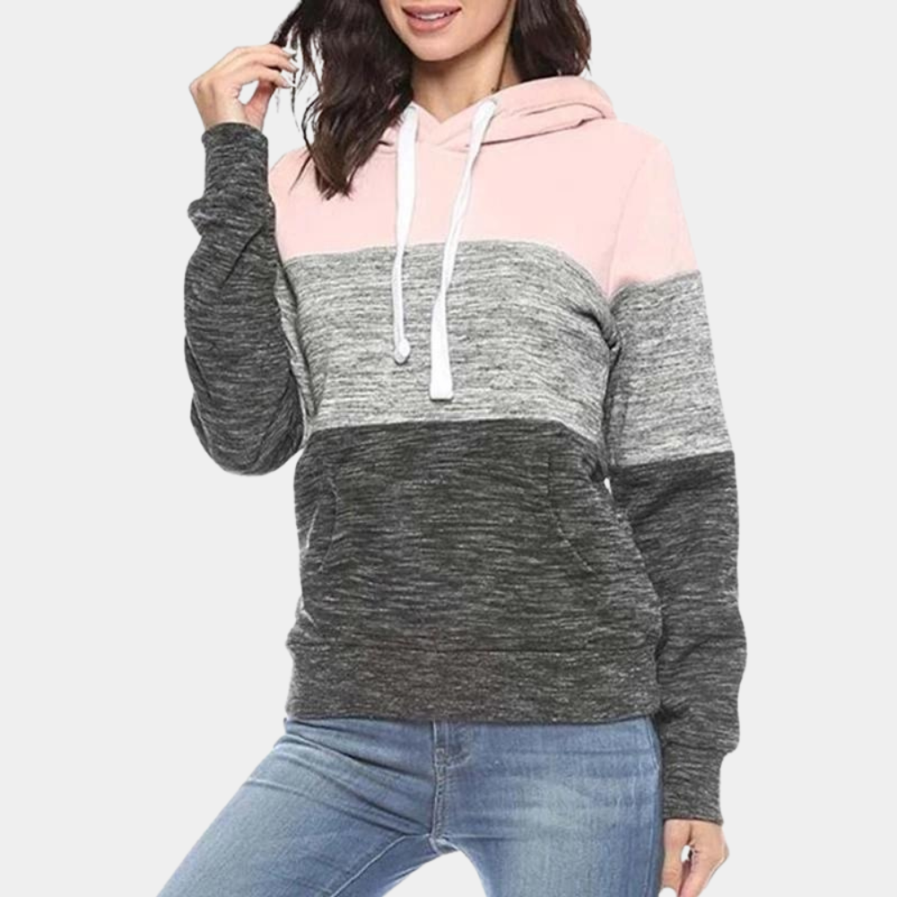 Siobhan - Damen Kapuzenpullover im Color-Block-Muster