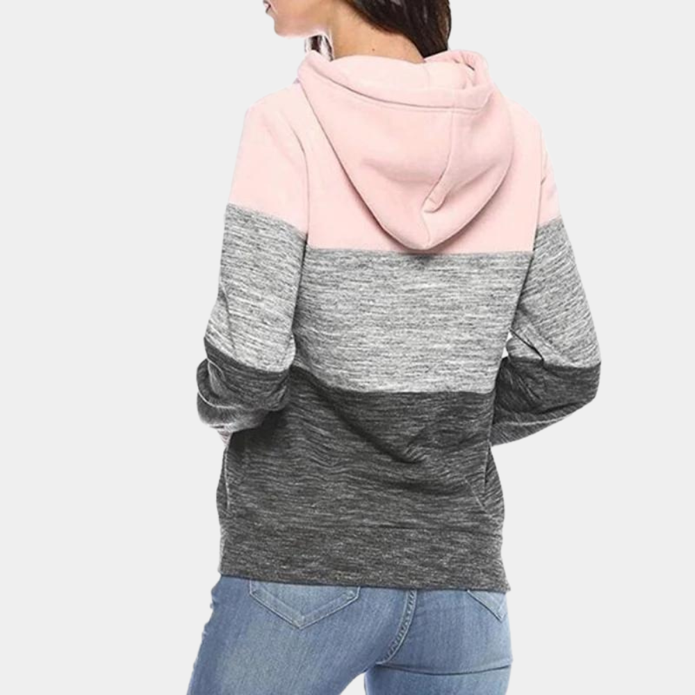 Siobhan - Damen Kapuzenpullover im Color-Block-Muster