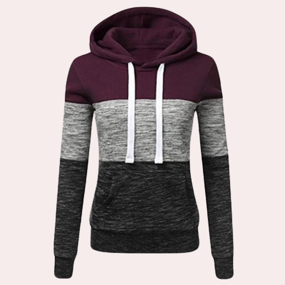 Siobhan - Damen Kapuzenpullover im Color-Block-Muster