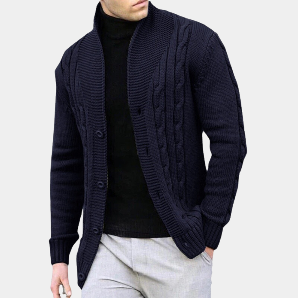 Rudi - Modische Herren-Strickjacke aus Rippenstrick