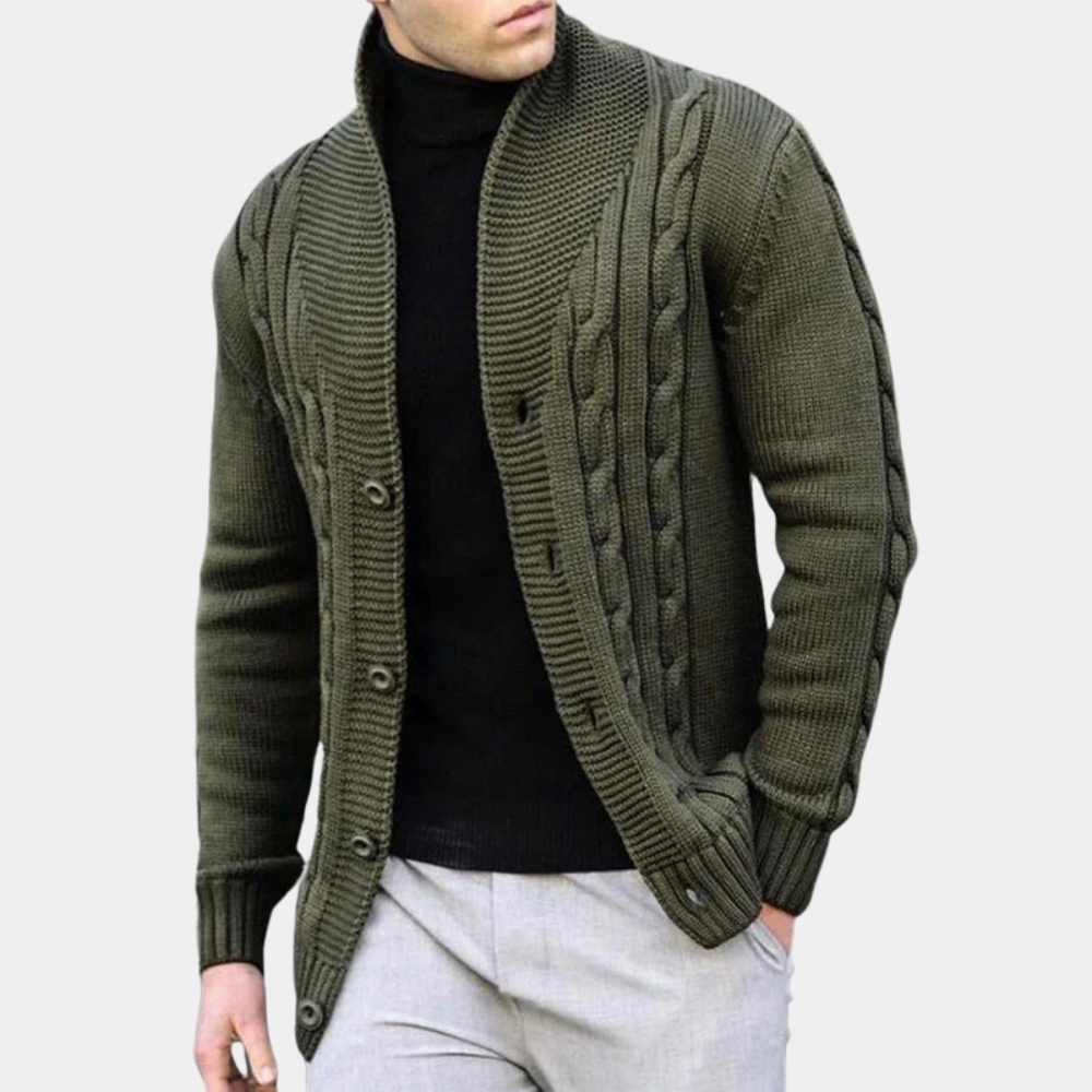 Rudi - Modische Herren-Strickjacke aus Rippenstrick