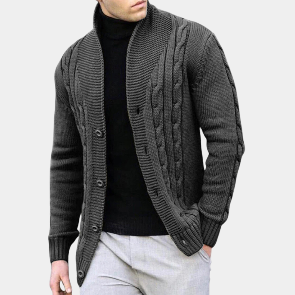 Rudi - Modische Herren-Strickjacke aus Rippenstrick