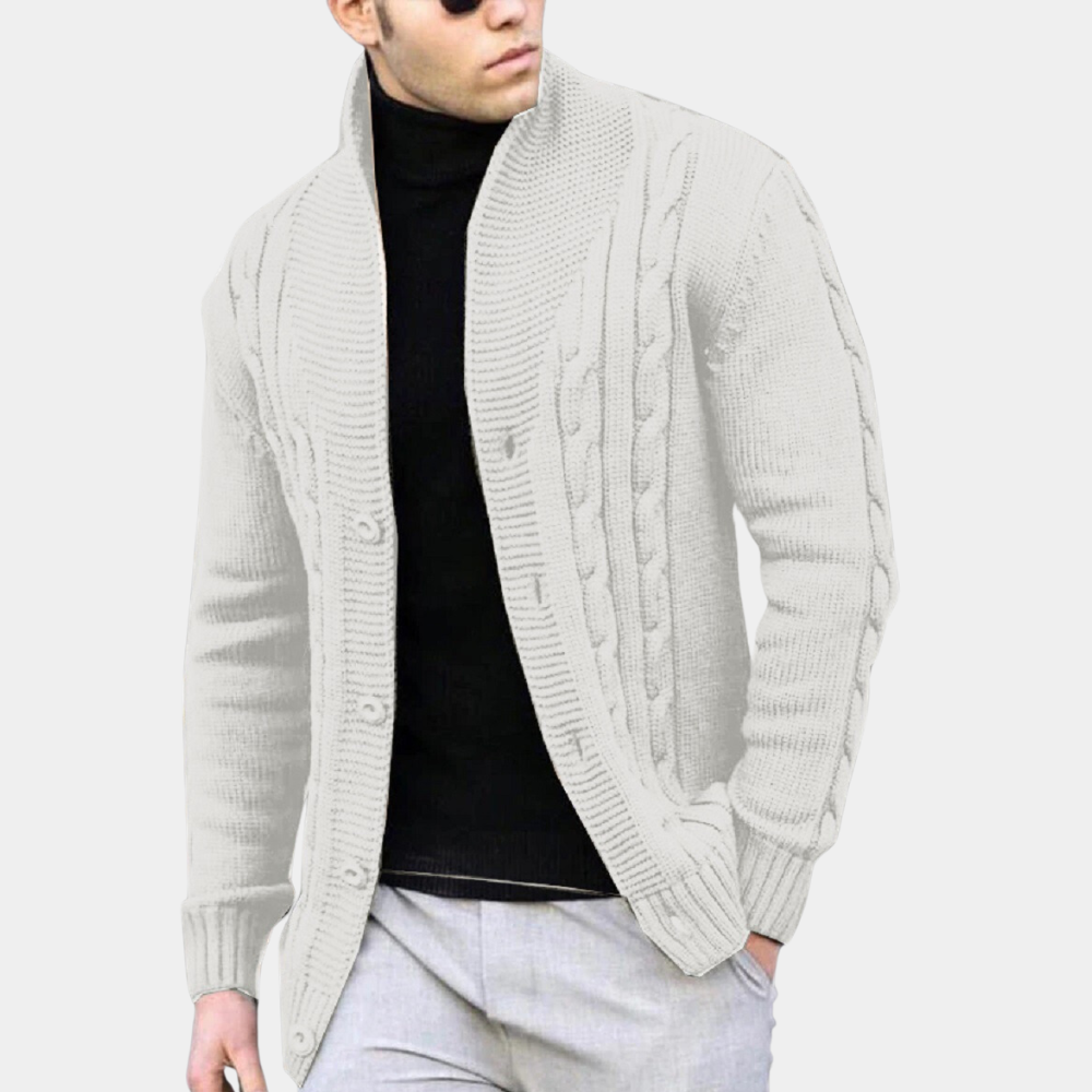 Rudi - Modische Herren-Strickjacke aus Rippenstrick