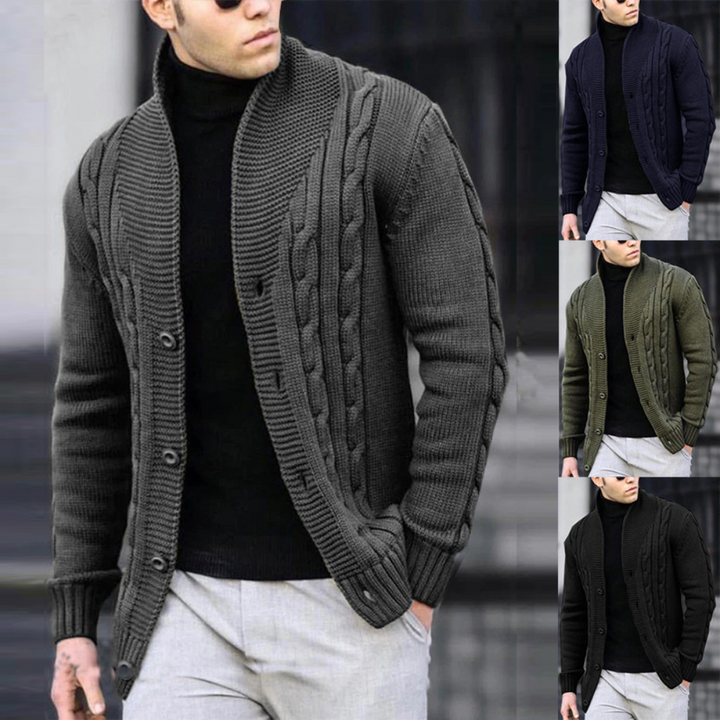 Rudi - Modische Herren-Strickjacke aus Rippenstrick