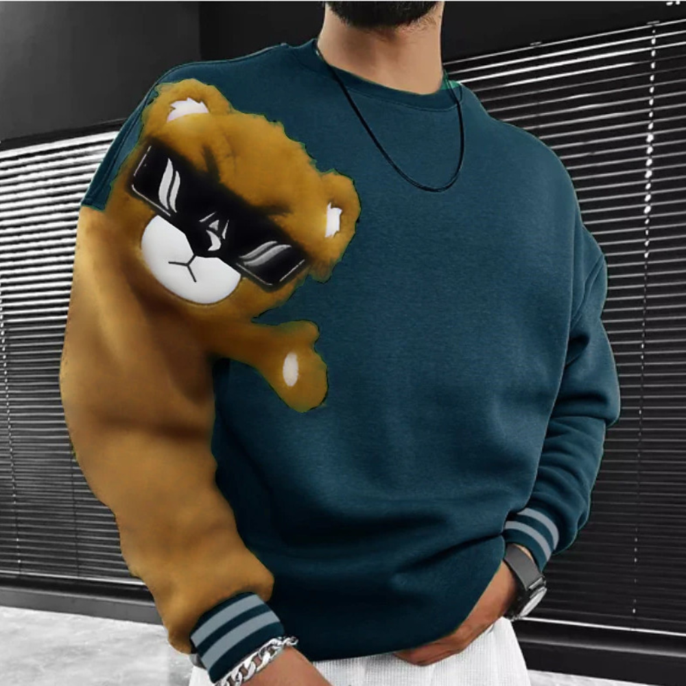 Bernd - Sweatshirt mit Cartoon-Bären-Stickerei für Herren