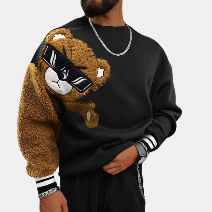 Bernd - Sweatshirt mit Cartoon-Bären-Stickerei für Herren