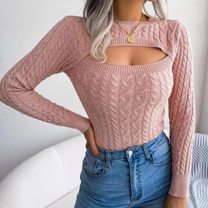 Naomi - Eleganz Stilvoller Strickpullover mit Ausschnitt für Damen