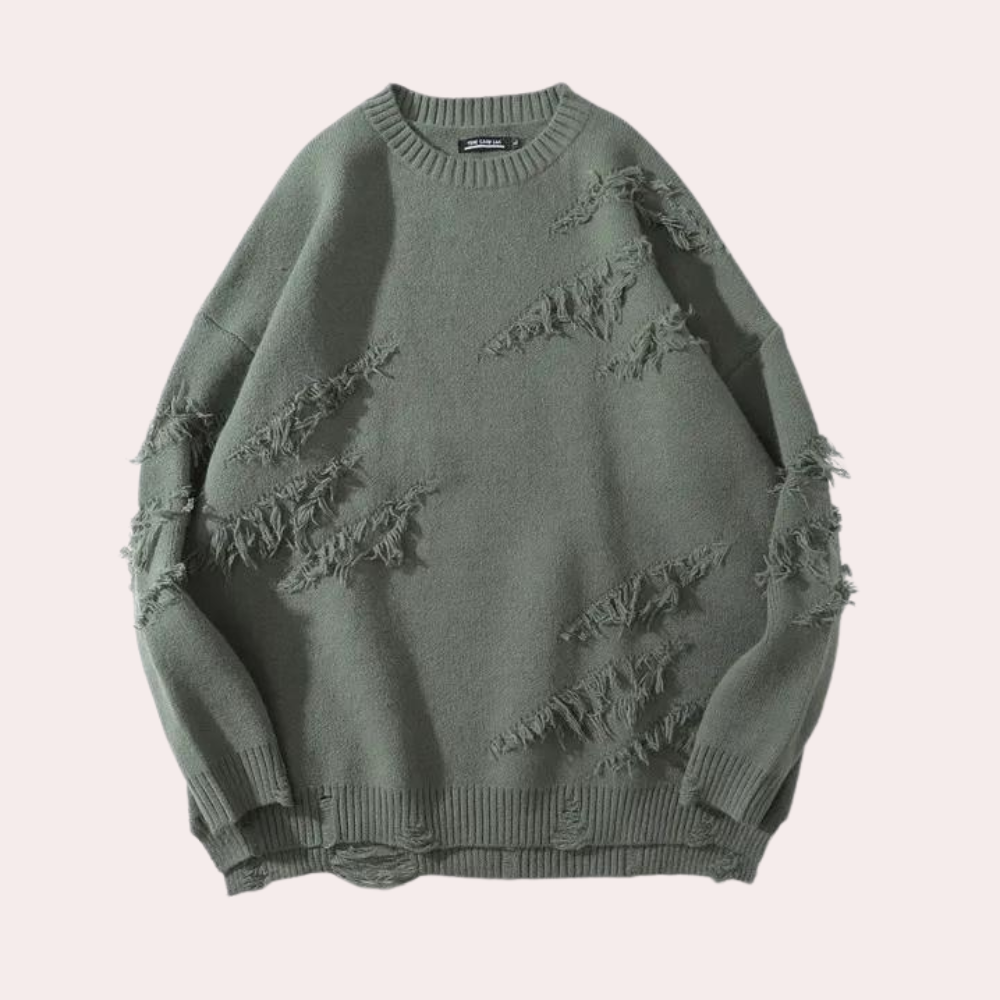 Maxime - Locker geschnittener ausgefranster Pullover für Damen