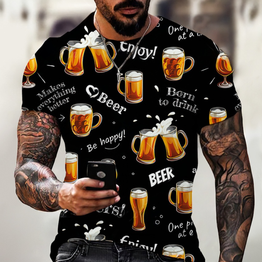 Nikos - Lässiges Oktoberfest-Grafik-T-Shirt für Herren